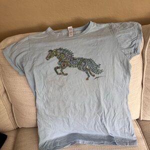 Light Blue T-Shirt with Horse Design